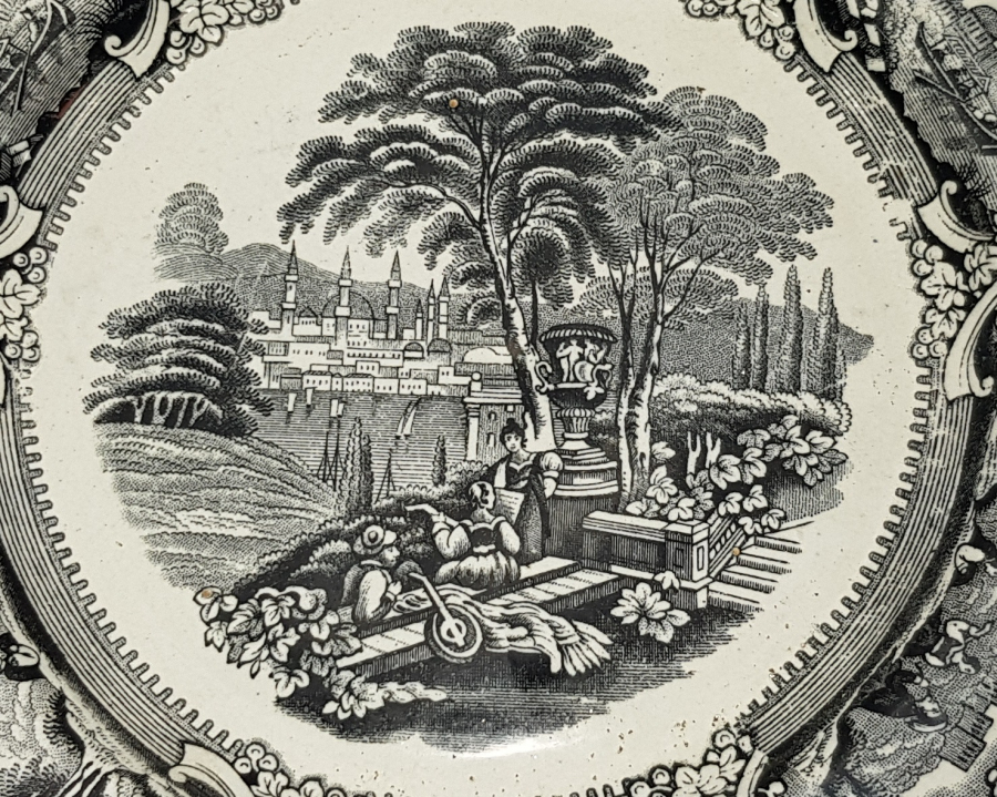 OSMANLI DÖNEMİ İSTANBUL TASFİRLİ NADİR İNGİLİZ TABAK