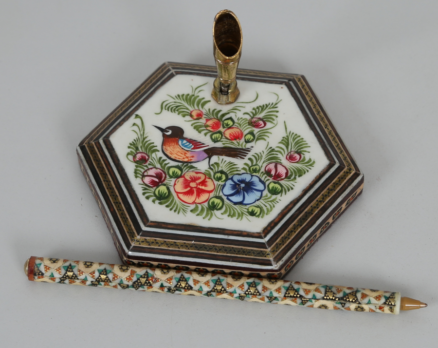 İRAN İŞİ EL BOYAMA VE MARKÜTERİ İŞÇİLİKLİ KALEMLİK