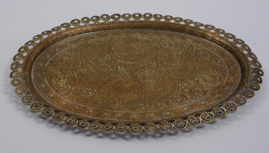 OSMANLI DEVLET ARMALI, TUĞRALI EMMANUEL BALABANİ YAZILI TEPSİ 