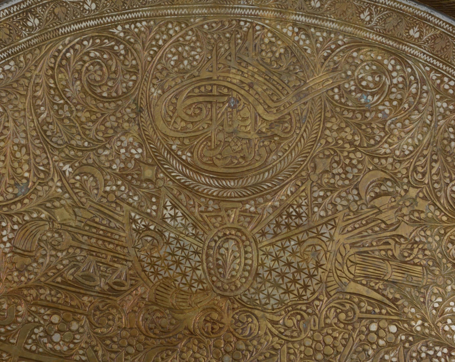 OSMANLI DEVLET ARMALI, TUĞRALI EMMANUEL BALABANİ YAZILI TEPSİ 