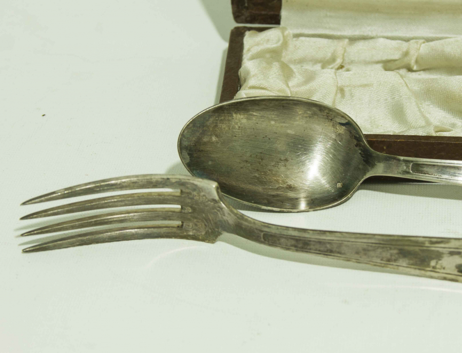 AVRUPA DAMGALI GÜMÜŞ KAPLAMA ÇATAL KAŞIK