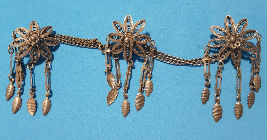 OSMANLI DÖNEMİ GÜMÜŞ ELBİSE SÜSÜ ÜÇLÜ DÜĞME