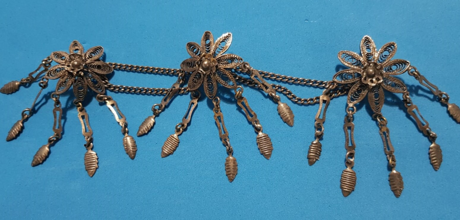 OSMANLI DÖNEMİ GÜMÜŞ ELBİSE SÜSÜ ÜÇLÜ DÜĞME