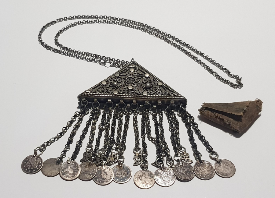 OSMANLI DÖNEMİ İÇİNDE DUASIYLA BİRLİKTE GÜMÜŞ HAMAYIL 