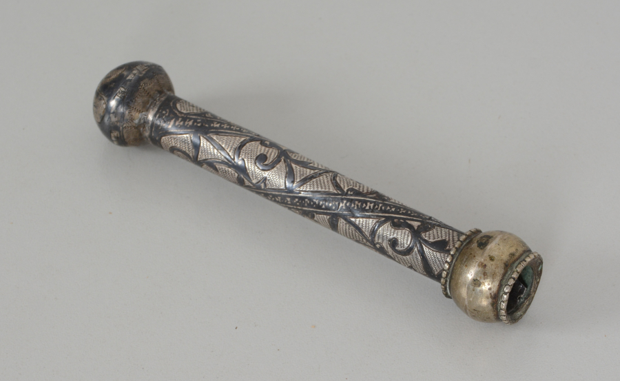 OSMANLI DÖNEMİ ERMENİ İŞİ SAVATLI GÜMÜŞ KAMÇI SAPI