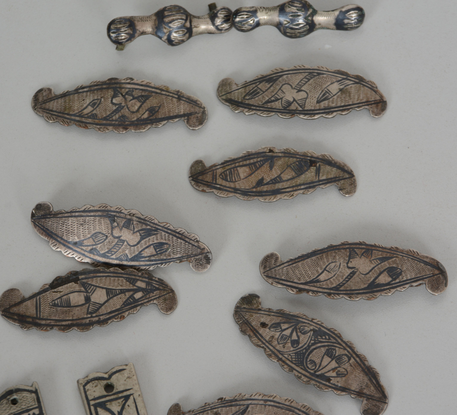 OSMANLI DÖNEMİ SAVATLI GÜMÜŞ ÇERKES KEMERİ PARÇALARI