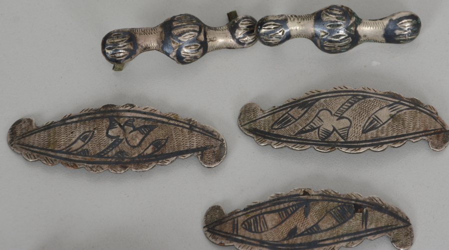 OSMANLI DÖNEMİ SAVATLI GÜMÜŞ ÇERKES KEMERİ PARÇALARI