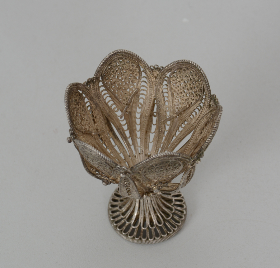 OSMANLI DÖNEMİ TELKARİ İŞÇİLİKLİ GÜMÜŞ FİNCAN ZARFI