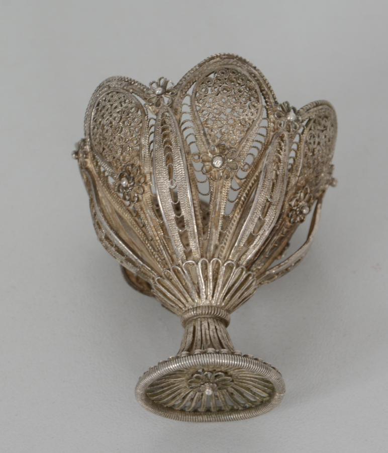 OSMANLI DÖNEMİ TELKARİ İŞÇİLİKLİ GÜMÜŞ FİNCAN ZARFI