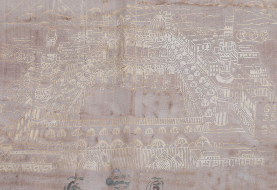 1331- 1913 TARİHLİ MEDİNE-İ MÜNEVVERE YAZILI BEZ