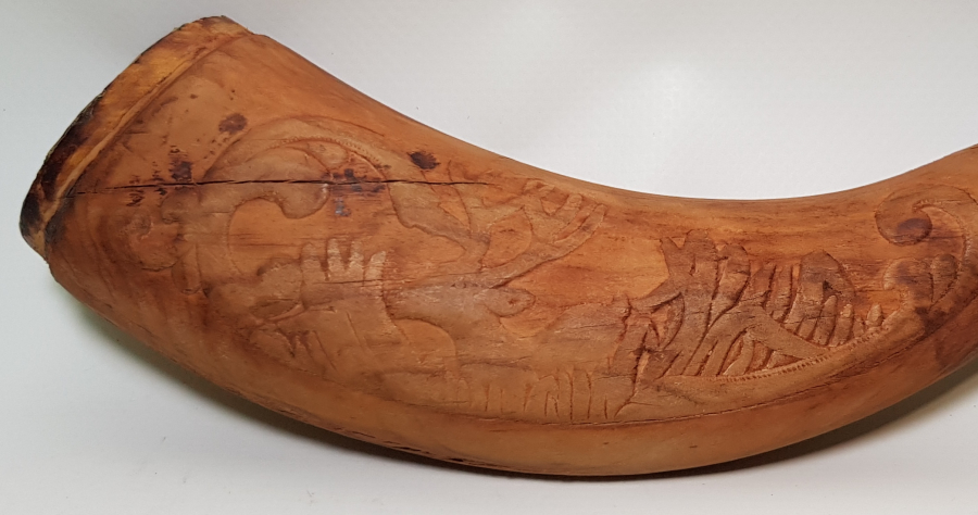 OSMANLI DÖNEMİ ÜZERİ EL OYMA AHŞAP BARUTLUK