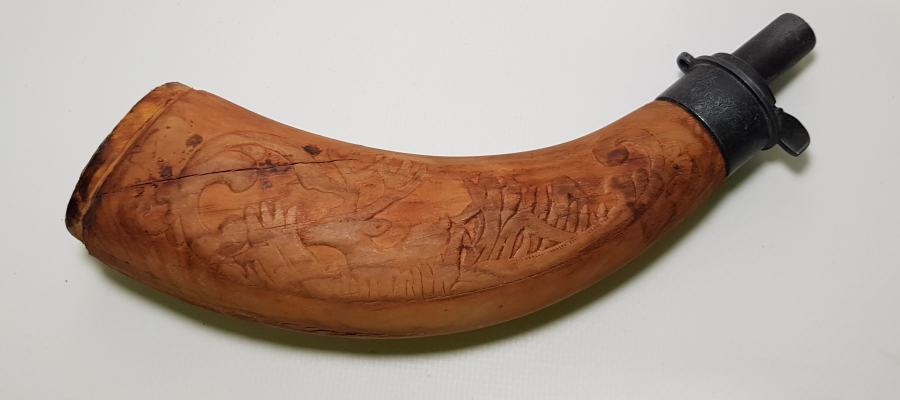 OSMANLI DÖNEMİ ÜZERİ EL OYMA AHŞAP BARUTLUK