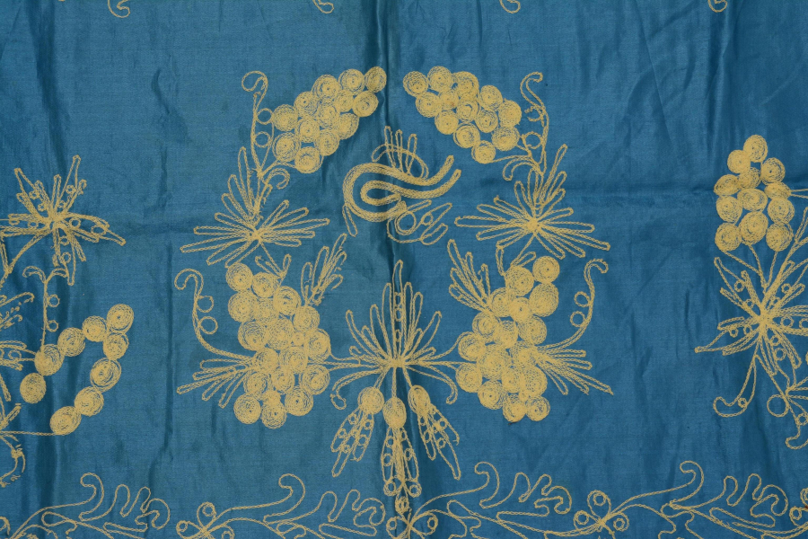 OSMANLI DÖNEMİ ZİNCİR İŞİ TUĞRALI İPEK ATLAS YASTIK YÜZÜ