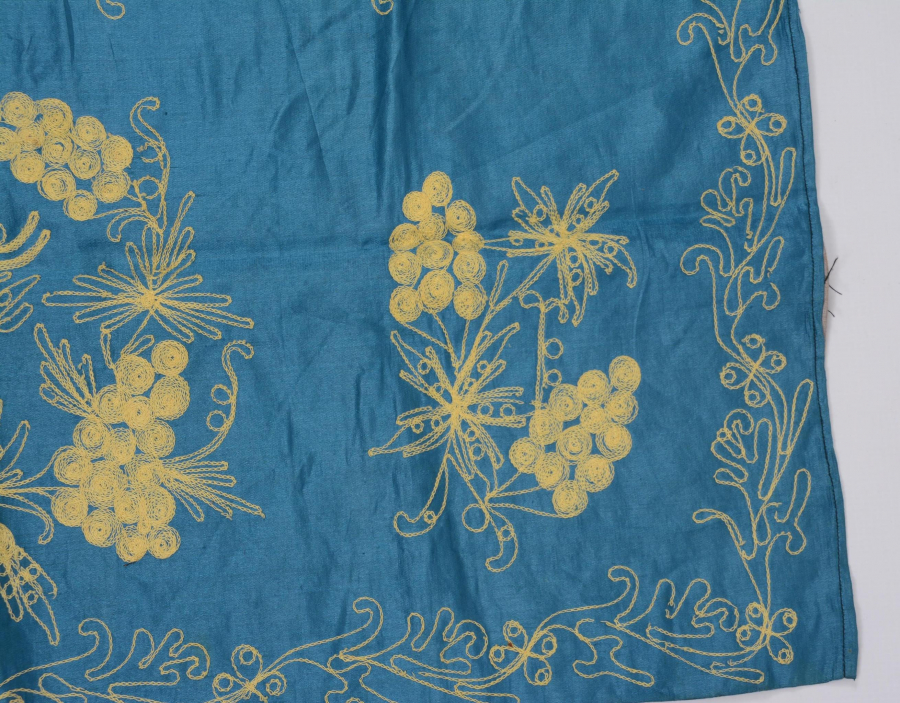 OSMANLI DÖNEMİ ZİNCİR İŞİ TUĞRALI İPEK ATLAS YASTIK YÜZÜ