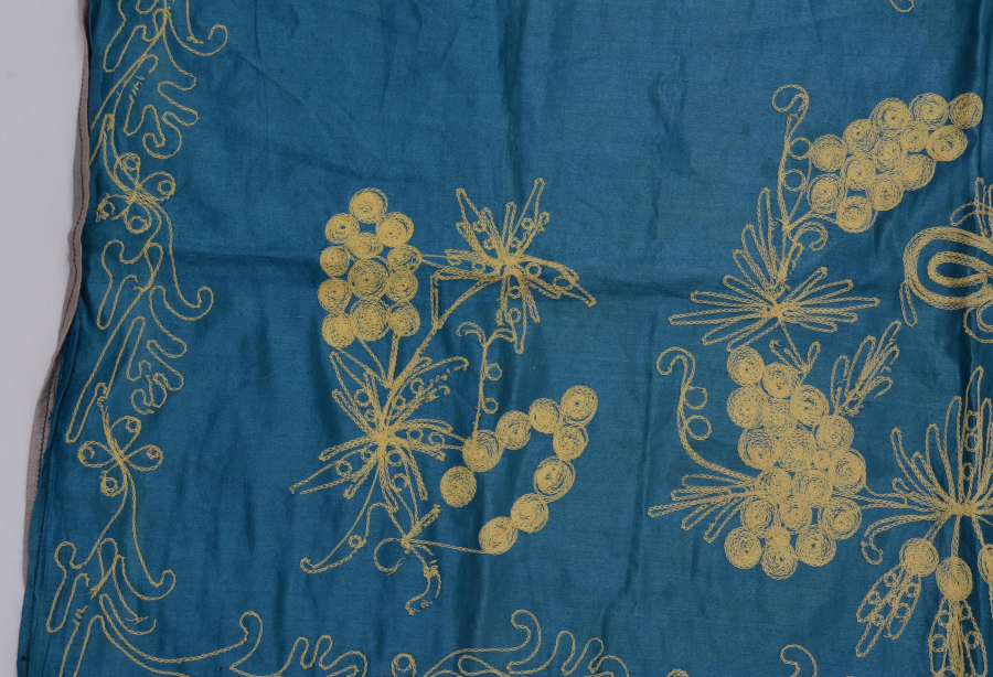 OSMANLI DÖNEMİ ZİNCİR İŞİ TUĞRALI İPEK ATLAS YASTIK YÜZÜ