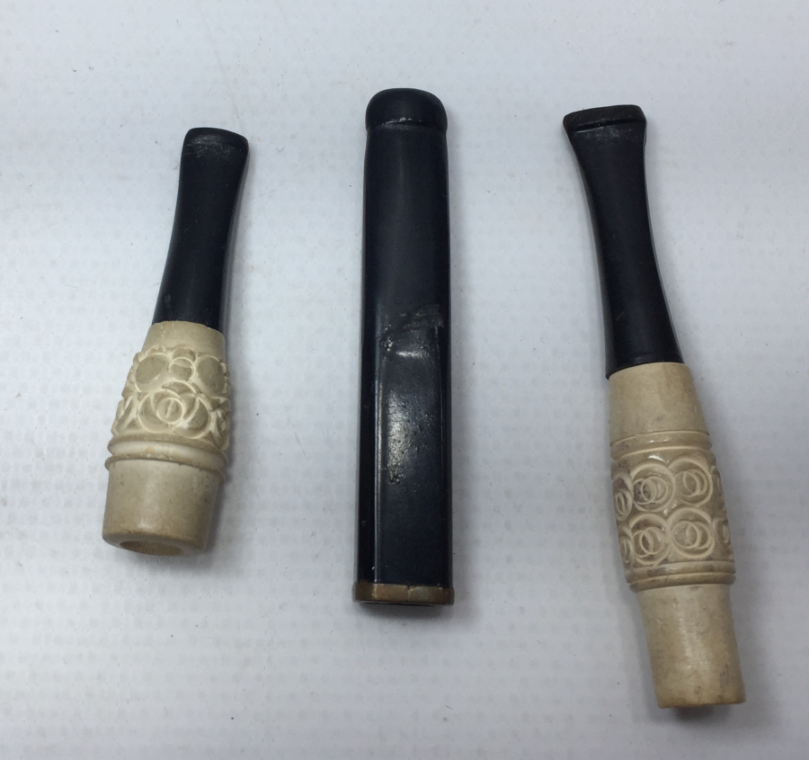 3 ADET ÇOK YÜKSEK KONDİSYONDA LÜLE VE OLTUDAN MAMUL AĞIZLIK LOTU