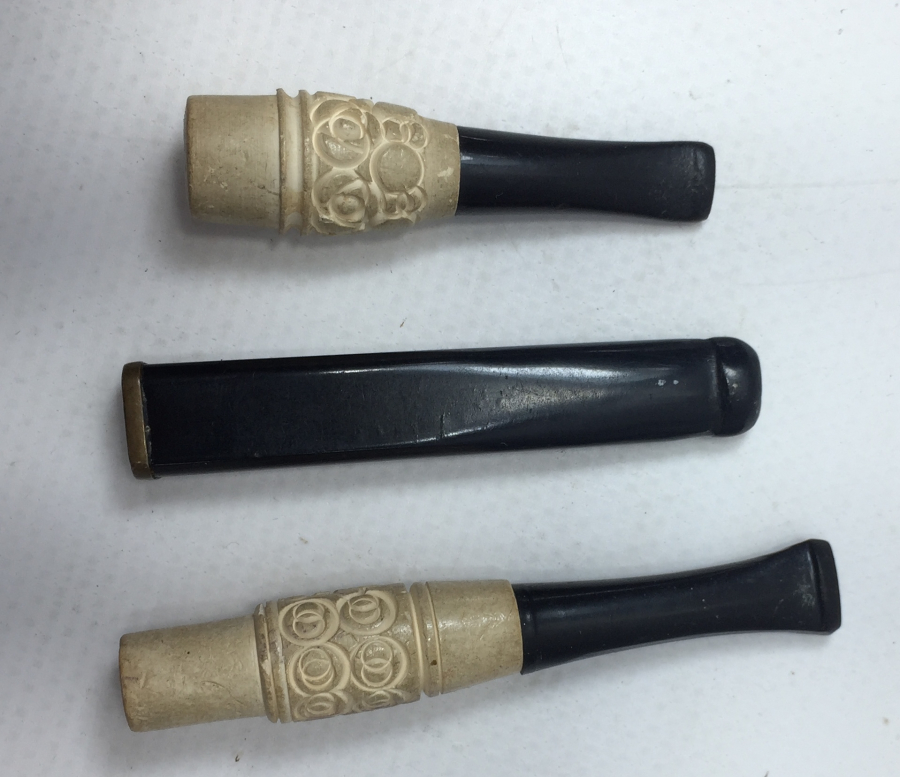 3 ADET ÇOK YÜKSEK KONDİSYONDA LÜLE VE OLTUDAN MAMUL AĞIZLIK LOTU