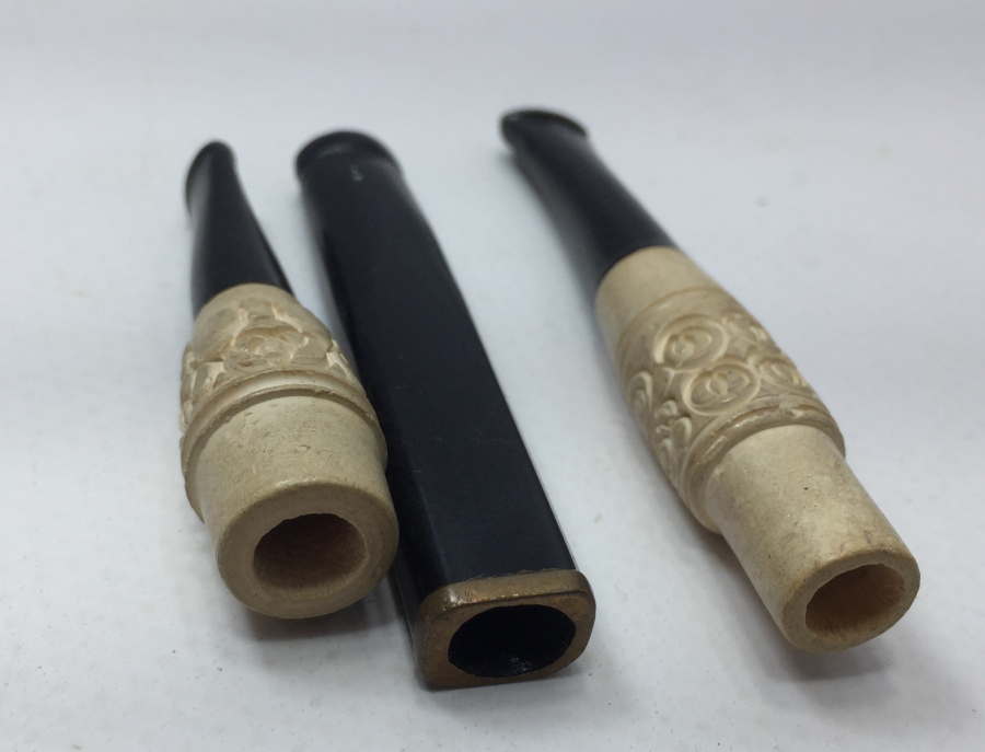 3 ADET ÇOK YÜKSEK KONDİSYONDA LÜLE VE OLTUDAN MAMUL AĞIZLIK LOTU