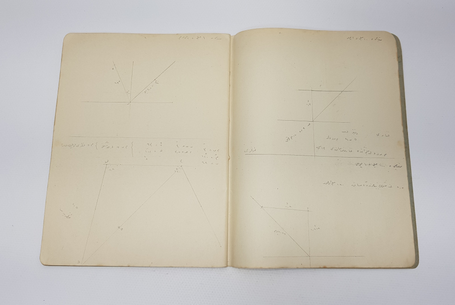 OSMANLI DÖNEMİ HEYBELİADA MEKTEBİ BAHRİYEİ ŞAHANE TEKNİK RESİM DEFTERİ 