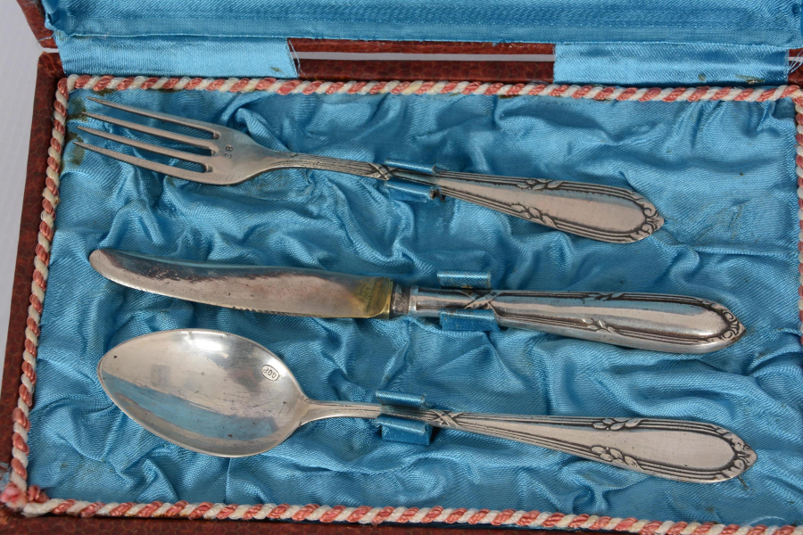 800 AYAR GÜMÜŞ ÇATAL KAŞIK BIÇAK TAKIMI - SEYAHAT SETİ 