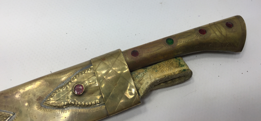 ÇİL KONDİSYONDA ÜZERİ TAŞLARLA SÜSLÜ TÜRKMEN İŞİ AVCI BIÇAĞI