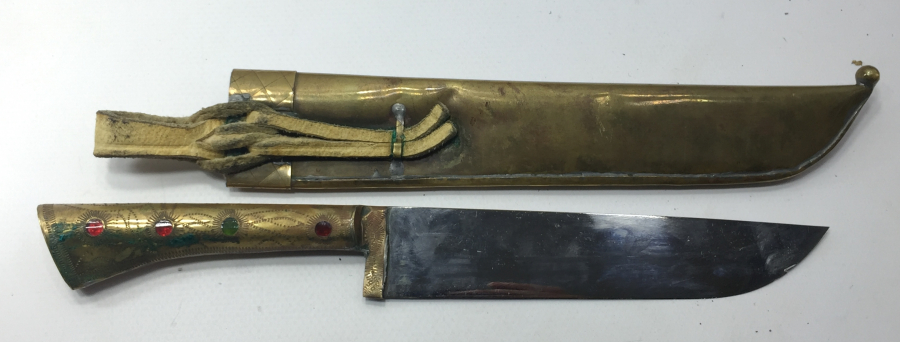 ÇİL KONDİSYONDA ÜZERİ TAŞLARLA SÜSLÜ TÜRKMEN İŞİ AVCI BIÇAĞI