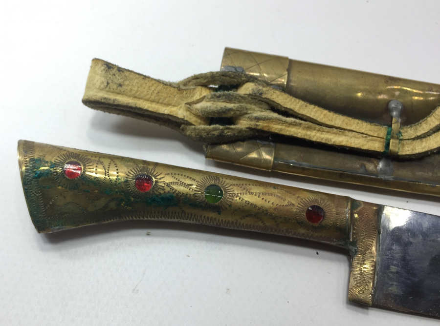 ÇİL KONDİSYONDA ÜZERİ TAŞLARLA SÜSLÜ TÜRKMEN İŞİ AVCI BIÇAĞI