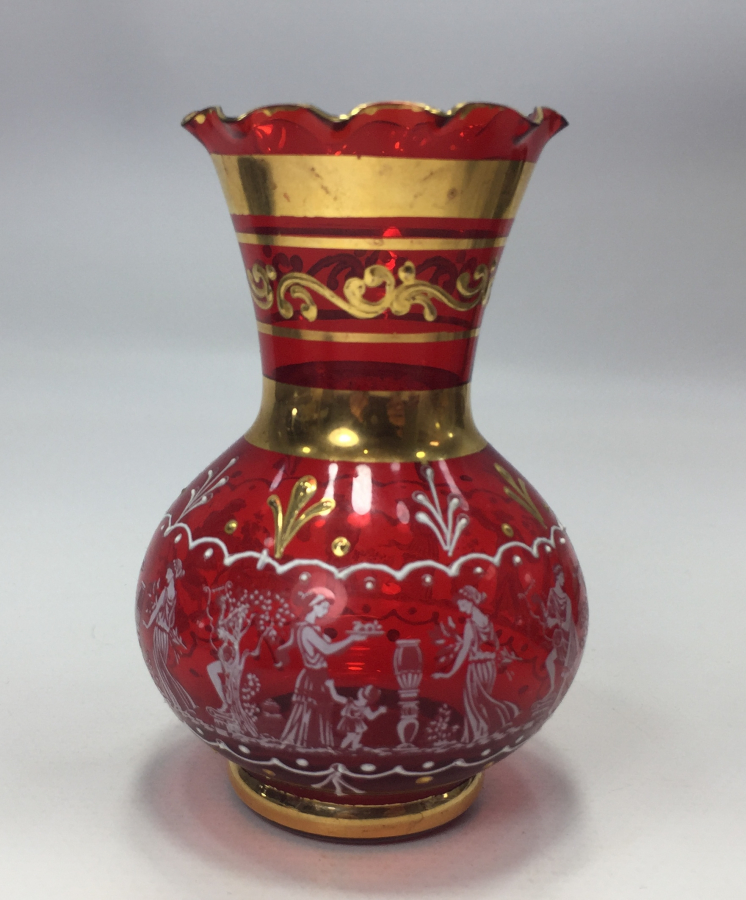 ÜZERİ MİNE İŞÇİLİKLİ MİNİ AVRUPA CAM OBJE