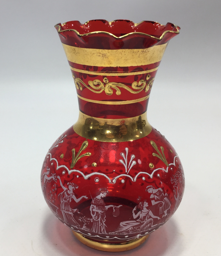 ÜZERİ MİNE İŞÇİLİKLİ MİNİ AVRUPA CAM OBJE