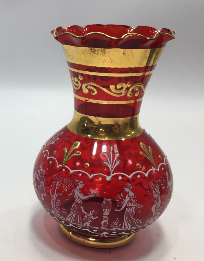 ÜZERİ MİNE İŞÇİLİKLİ MİNİ AVRUPA CAM OBJE