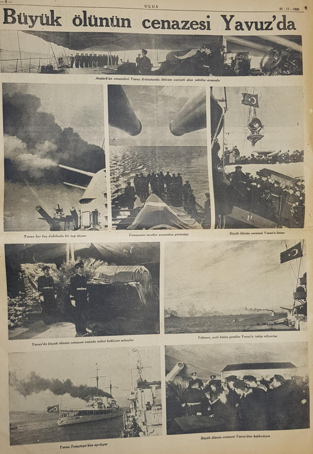 ATATÜRK'ÜN VEFAT HABERİ VE CENAZESİNİN NAKLİ 21 KASIM 1938 ULUS GAZETESİ 