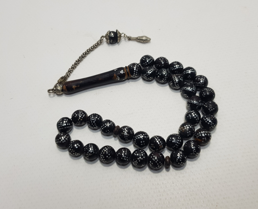 GÜMÜŞ VE PİRİNÇ ÇAKMA BOYNUZ TESBİH 