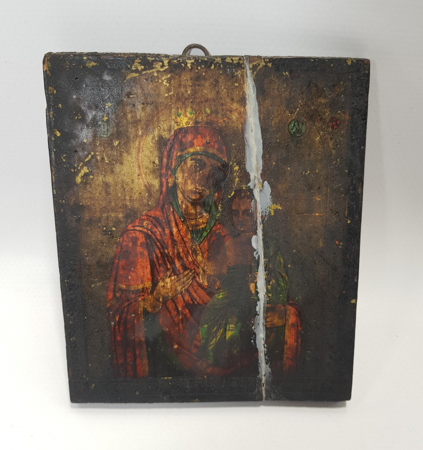 OSMANLI DÖNEMİ RUM İŞİ AHŞAP ÜZERİ EL BOYAMA İKONA