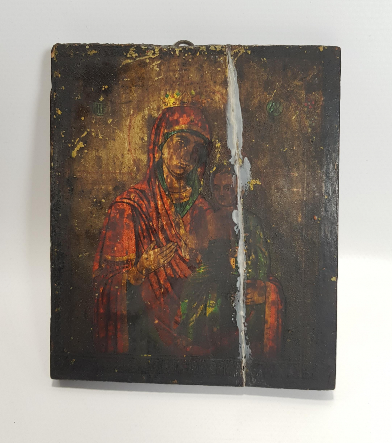 OSMANLI DÖNEMİ RUM İŞİ AHŞAP ÜZERİ EL BOYAMA İKONA