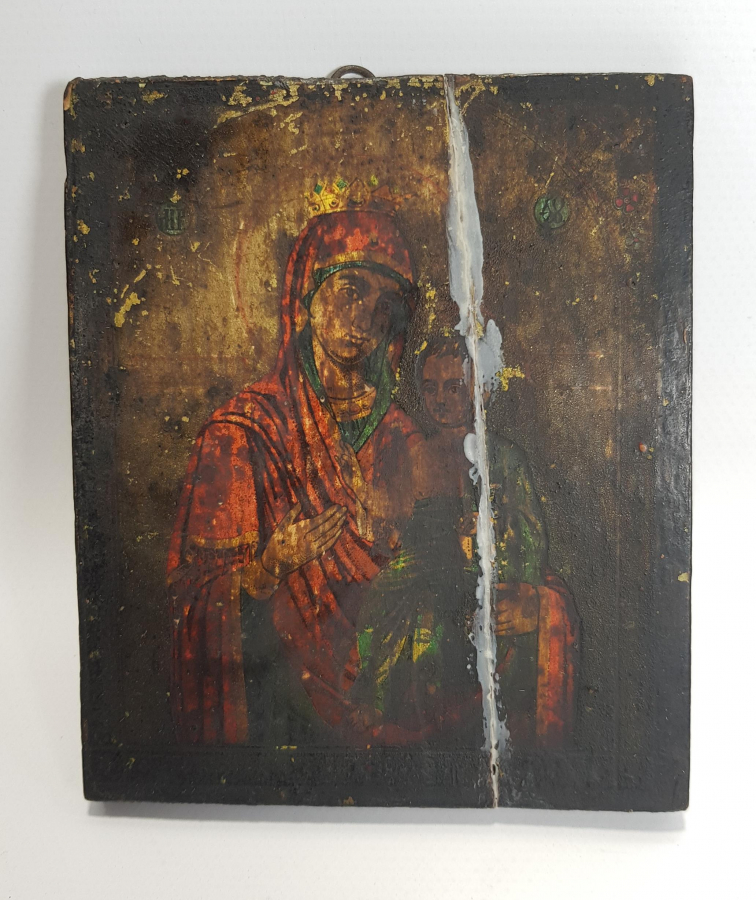 OSMANLI DÖNEMİ RUM İŞİ AHŞAP ÜZERİ EL BOYAMA İKONA