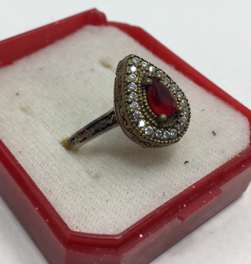 MARGAZİT VE LAL TAŞLI GÜMÜŞ BAYAN YÜZÜĞÜ