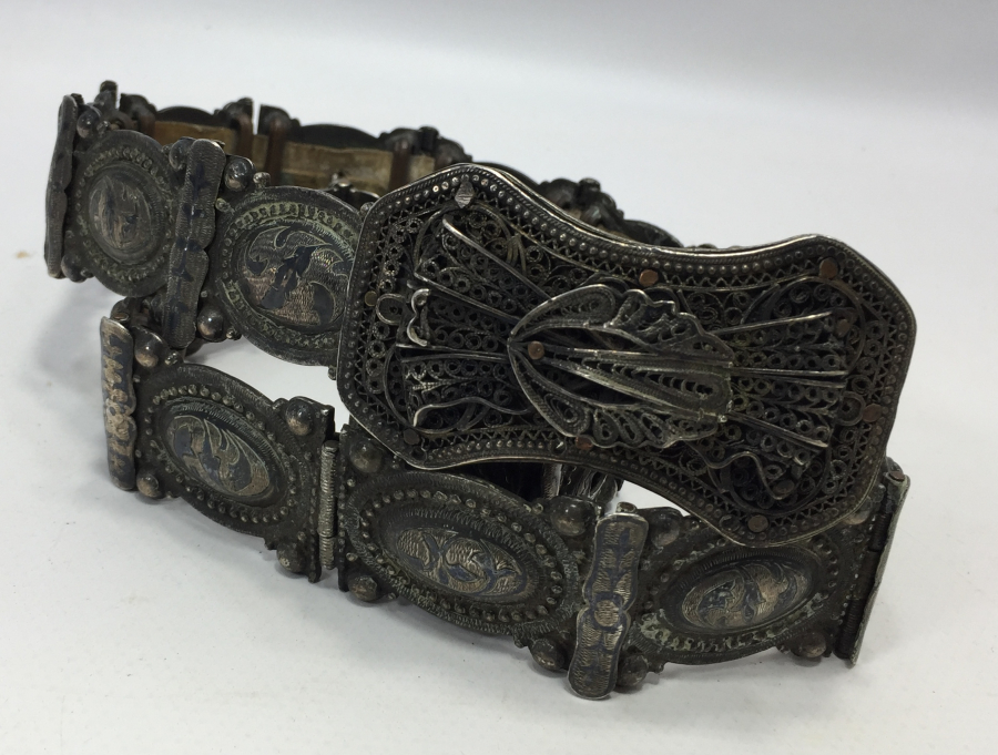 OSMANLI DÖNEMİ NADİR BOYDA SAVATLI VAN İŞİ GÜMÜŞ BEY İŞİ GELİN KEMERİ