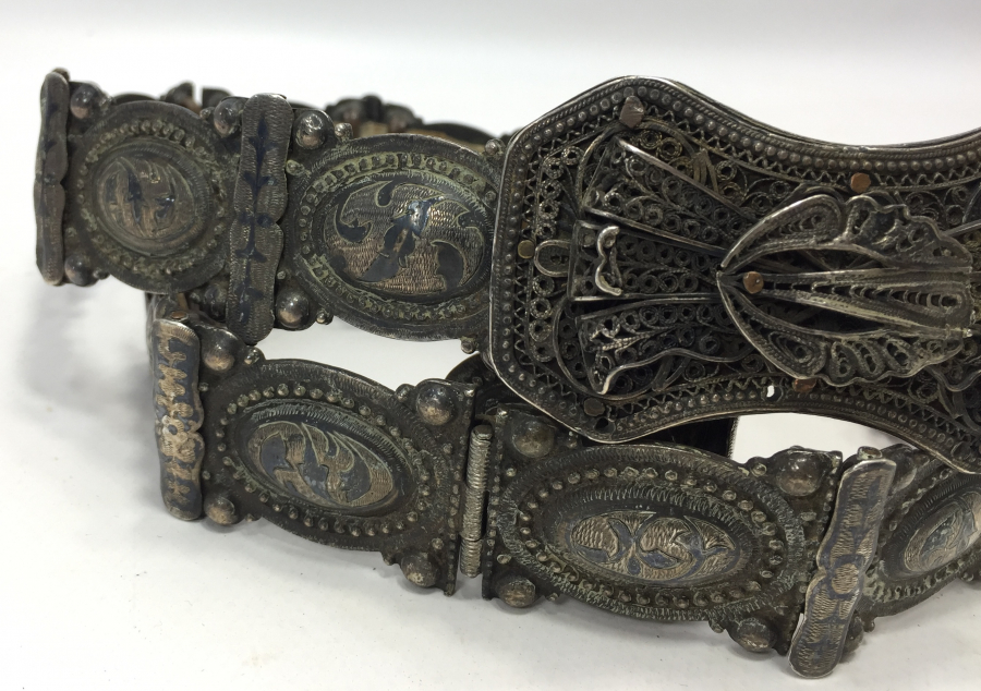 OSMANLI DÖNEMİ NADİR BOYDA SAVATLI VAN İŞİ GÜMÜŞ BEY İŞİ GELİN KEMERİ