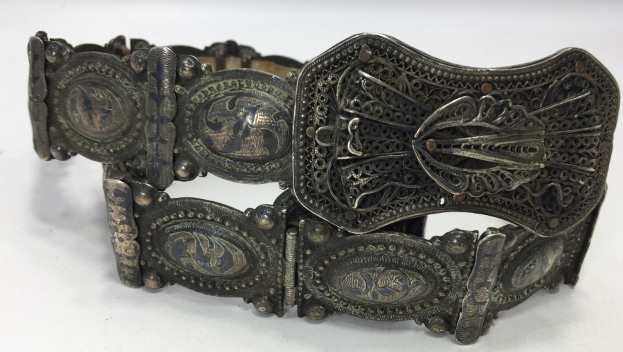 OSMANLI DÖNEMİ NADİR BOYDA SAVATLI VAN İŞİ GÜMÜŞ BEY İŞİ GELİN KEMERİ