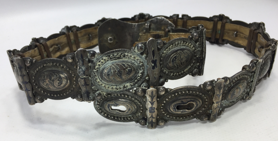 OSMANLI DÖNEMİ NADİR BOYDA SAVATLI VAN İŞİ GÜMÜŞ BEY İŞİ GELİN KEMERİ