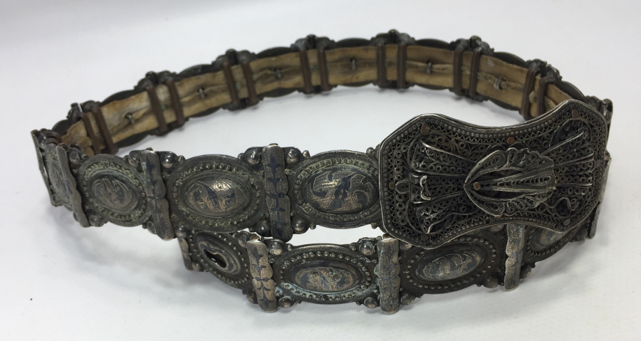 OSMANLI DÖNEMİ NADİR BOYDA SAVATLI VAN İŞİ GÜMÜŞ BEY İŞİ GELİN KEMERİ