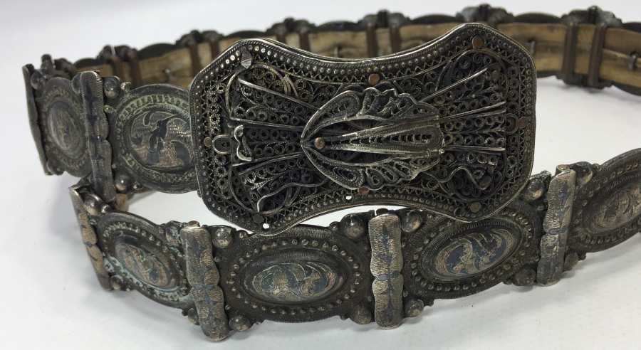 OSMANLI DÖNEMİ NADİR BOYDA SAVATLI VAN İŞİ GÜMÜŞ BEY İŞİ GELİN KEMERİ