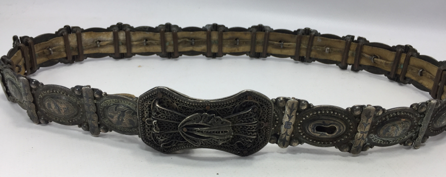 OSMANLI DÖNEMİ NADİR BOYDA SAVATLI VAN İŞİ GÜMÜŞ BEY İŞİ GELİN KEMERİ