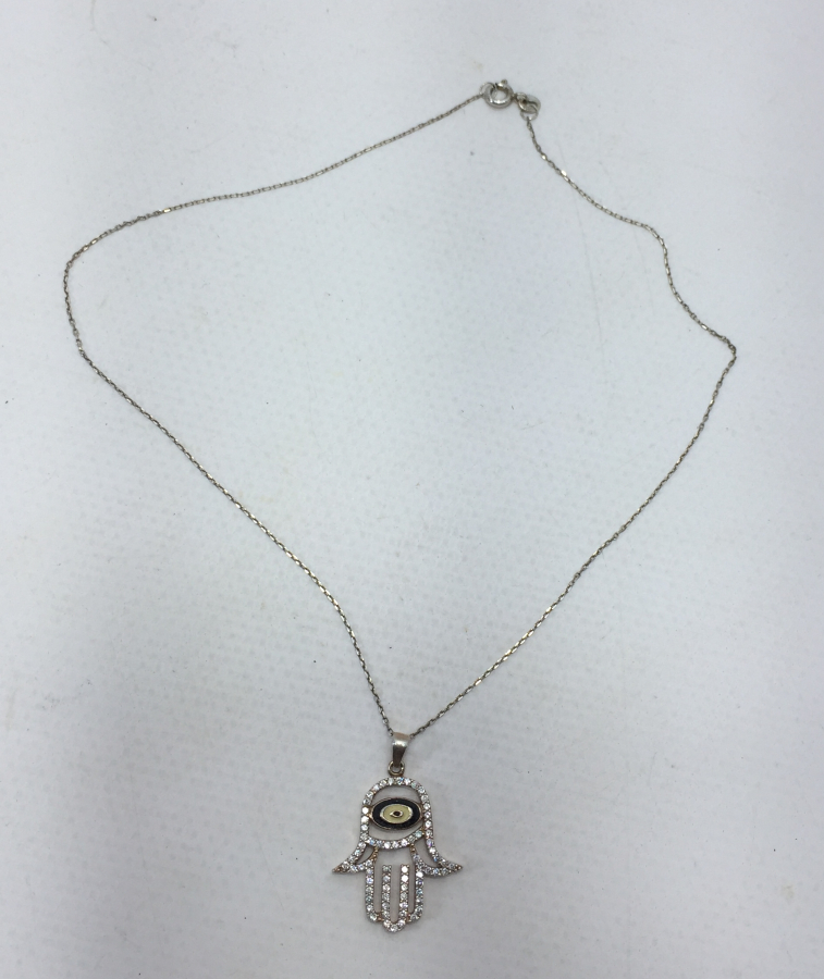 ÜZERİ NAZAR BONCUKLU FATMA ANANIN ELİ FORMUNDA KOLYE