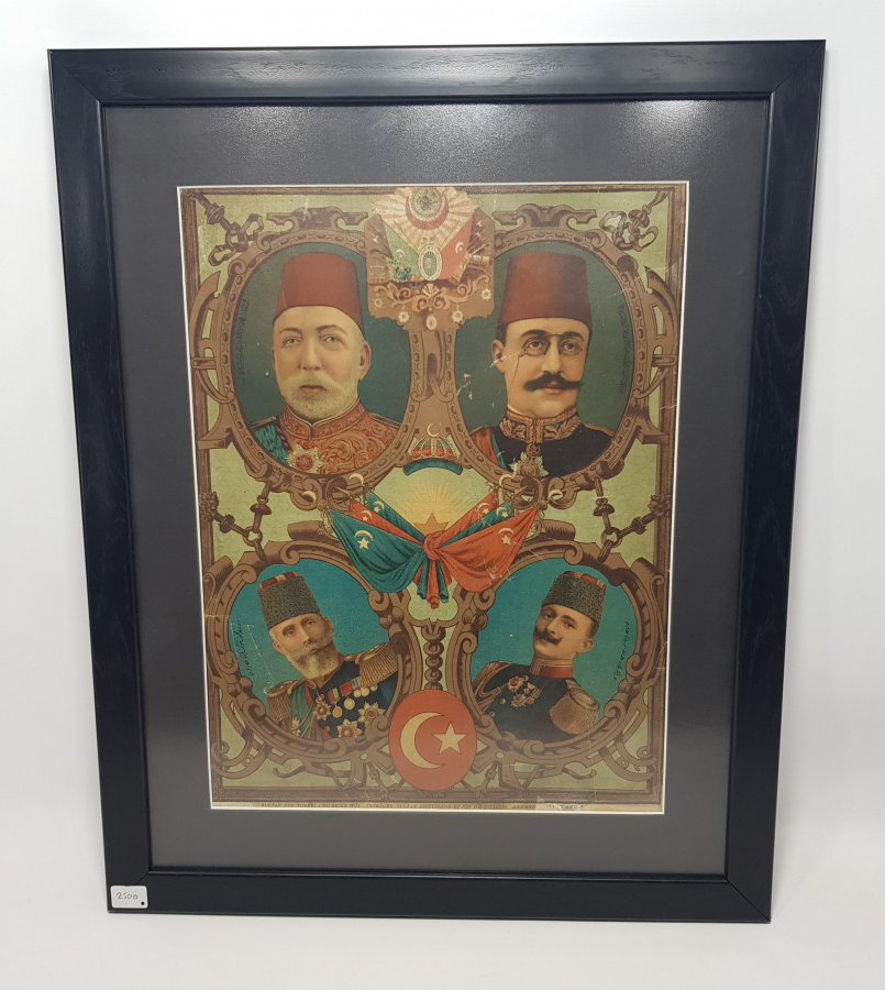 SULTAN MEHMED REŞAD HAN VE PAŞALAR TEMALI OSMANLI TAŞ BASKI AFİŞ