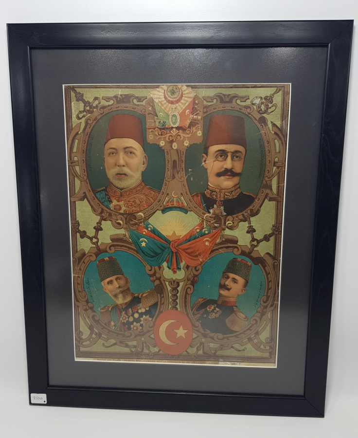 SULTAN MEHMED REŞAD HAN VE PAŞALAR TEMALI OSMANLI TAŞ BASKI AFİŞ