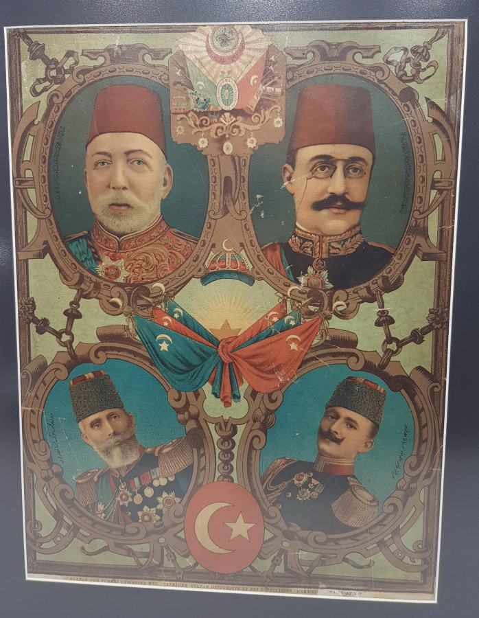 SULTAN MEHMED REŞAD HAN VE PAŞALAR TEMALI OSMANLI TAŞ BASKI AFİŞ
