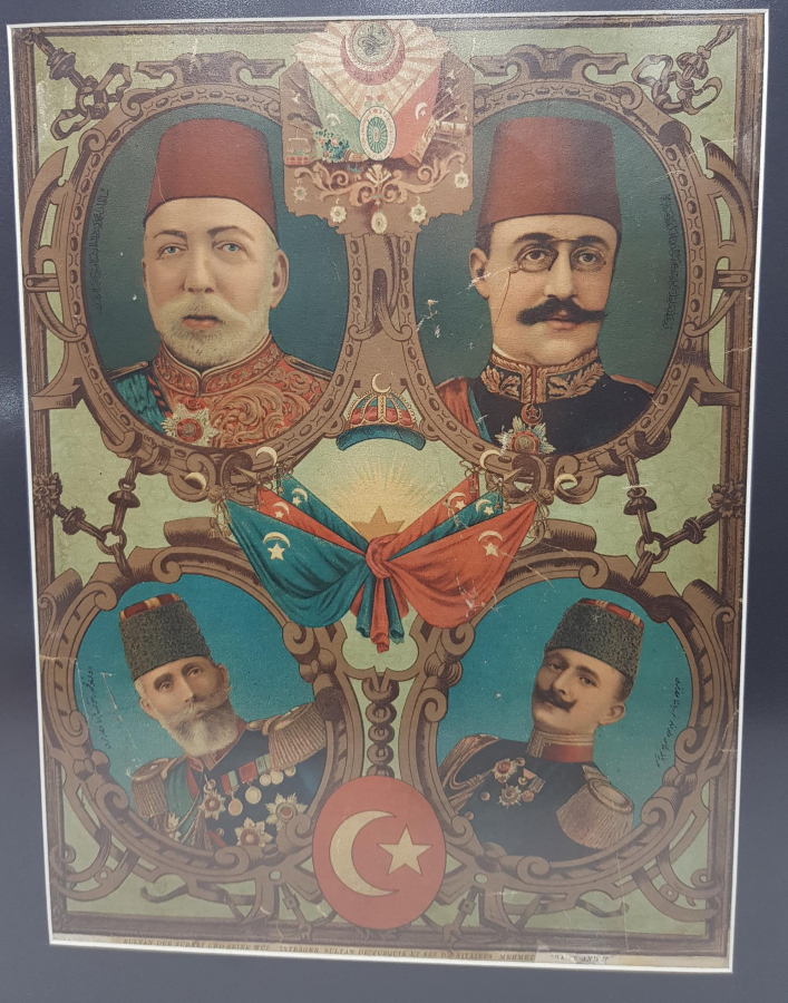 SULTAN MEHMED REŞAD HAN VE PAŞALAR TEMALI OSMANLI TAŞ BASKI AFİŞ