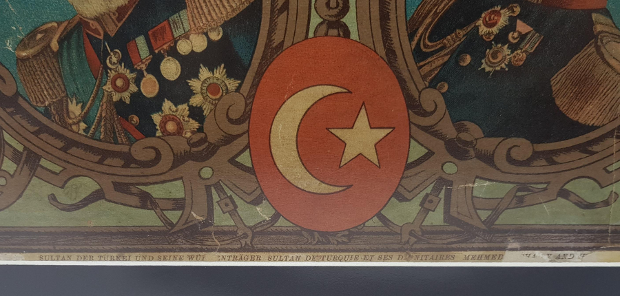 SULTAN MEHMED REŞAD HAN VE PAŞALAR TEMALI OSMANLI TAŞ BASKI AFİŞ