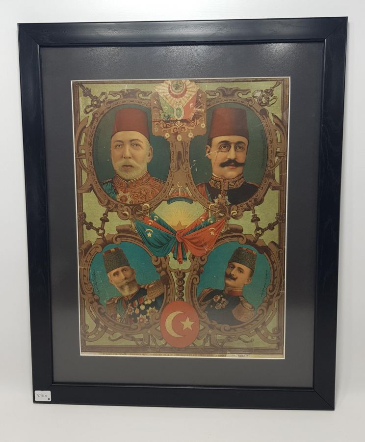 SULTAN MEHMED REŞAD HAN VE PAŞALAR TEMALI OSMANLI TAŞ BASKI AFİŞ